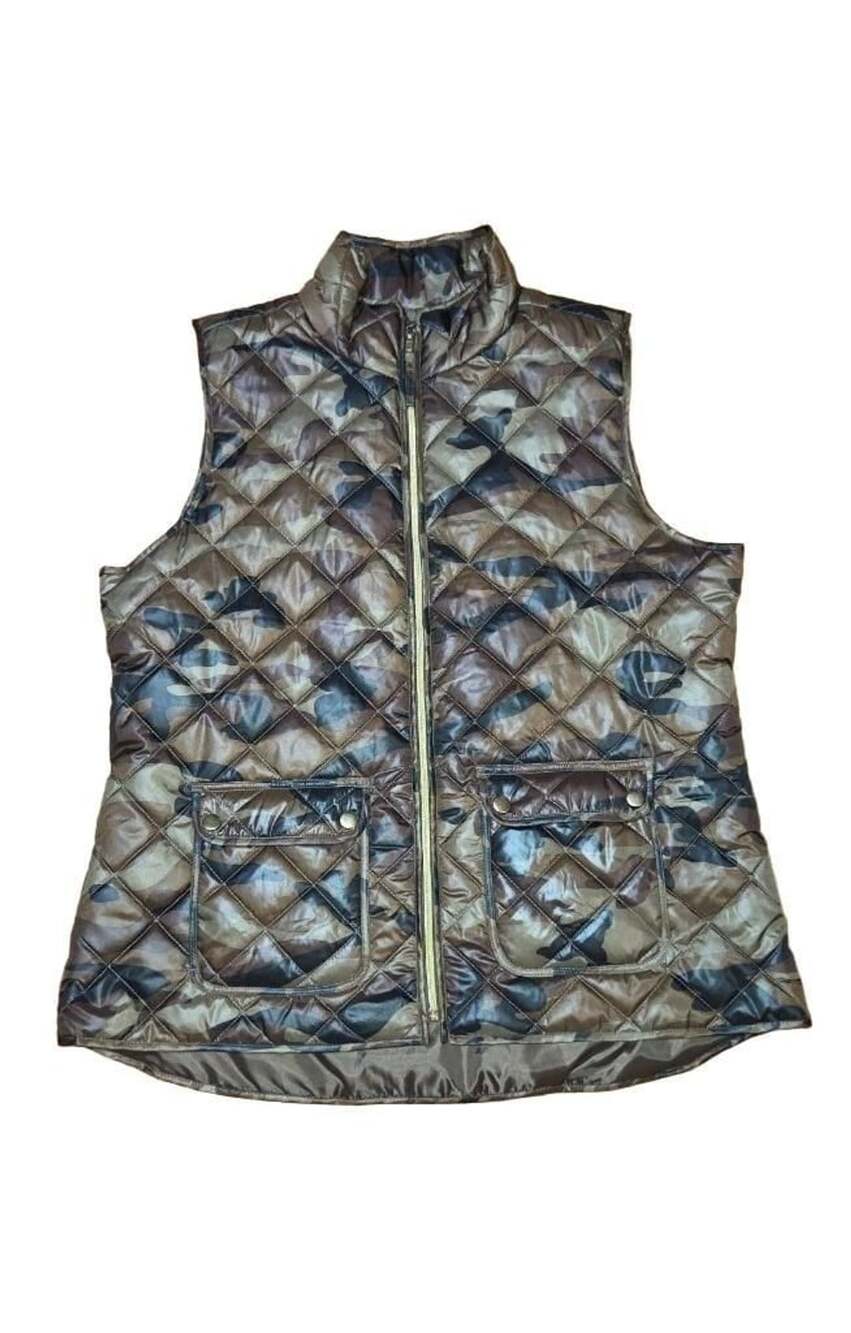 Jason Maxwell Quilted Camouflage Puffer Vest Size XL